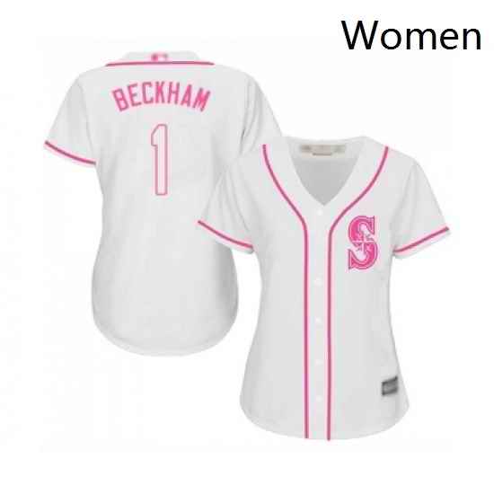 Womens Seattle Mariners 1 Tim Beckham Replica White Fashion Cool Base Baseball Jersey